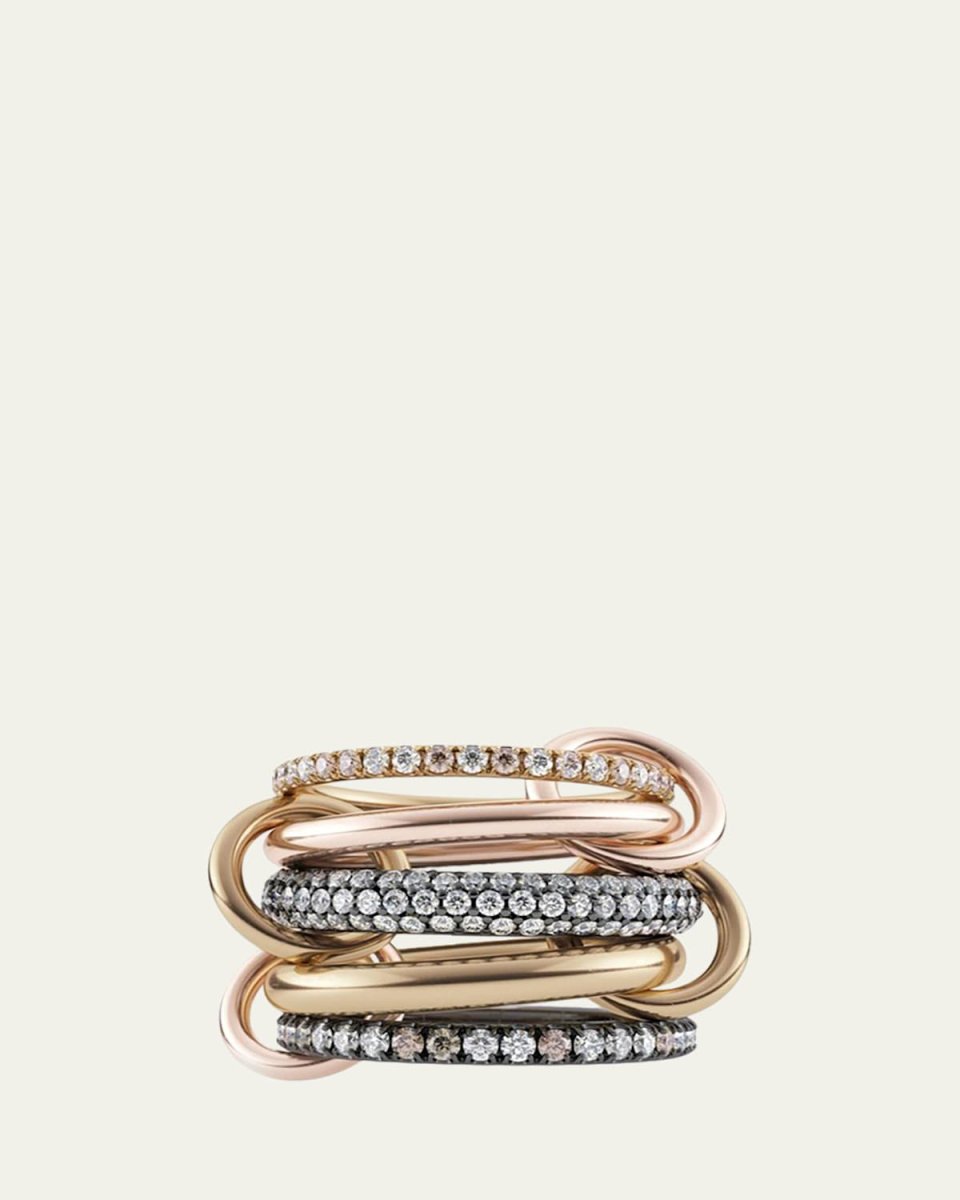Leo 18k 2-Tone 5-Link Ring w/ Diamonds